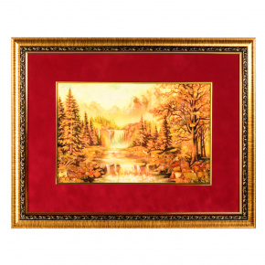Картина янтарная "Водопад в лесу" 46 х 36 см, фотография 0. Интернет-магазин ЛАВКА ПОДАРКОВ